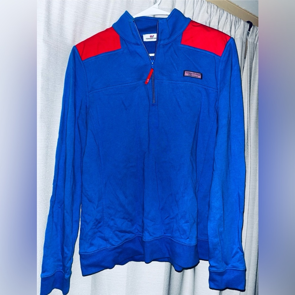 Unisex Vineyard Vines Blue Pullover with Red Detail